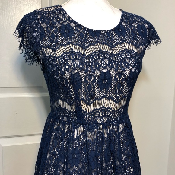 Akira Chicago Red Label Dress - Size S - Blue/Tan - Picture 2 of 7